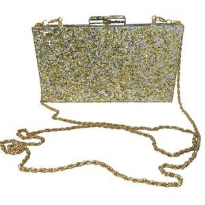 Inc Acrylic Sparkle Clutch Crossbody Evening Bag Removable Strap New